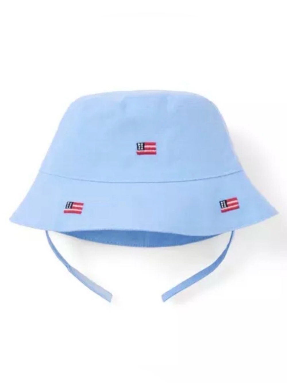 Janie and Jack Embroidered American Flag Heather Blue Bucket Sun Hat
